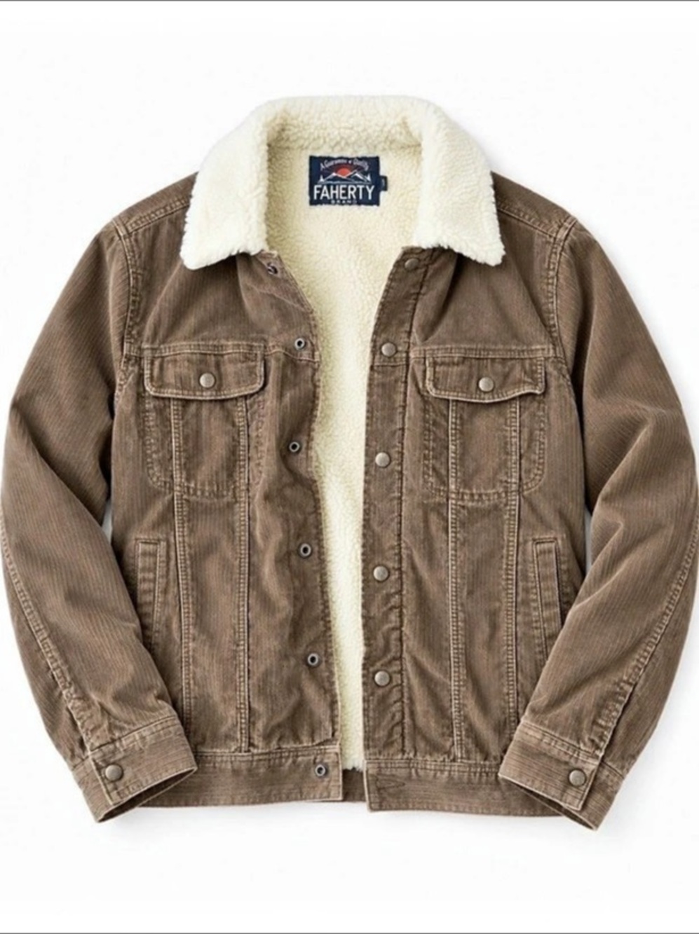 Faherty brand Men's Sherpa-Lined Brown Jacket Like New